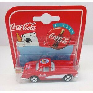 New 1997 Majorette Coca~Cola 200 Series 1958 Chevrolet Corvette Red 1/58 Scale
